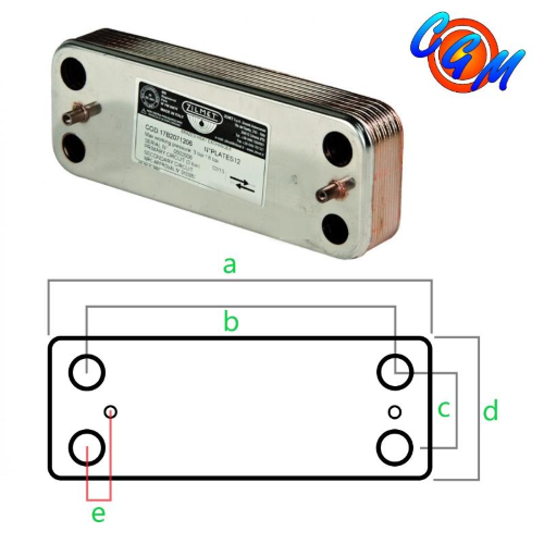 Scambiatore Secondario 16 P.  a 190 b 155 c 42 d 72 e 3  Immergas 3021693