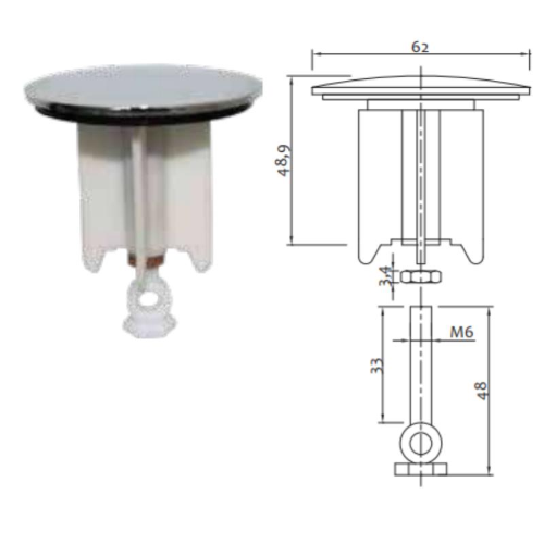 Tappo salterello 60 ø mm Ottone UNIVERSALE CON CALOTTA GRANDE